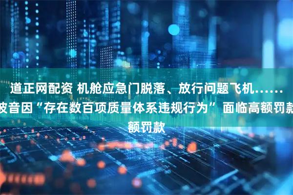 道正网配资 机舱应急门脱落、放行问题飞机……波音因“存在数百项质量体系违规行为” 面临高额罚款