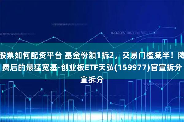 股票如何配资平台 基金份额1拆2，交易门槛减半！降费后的最猛宽基·创业板ETF天弘(159977)官宣拆分