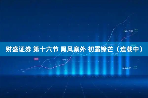 财盛证券 第十六节 黑风寨外 初露锋芒（连载中）